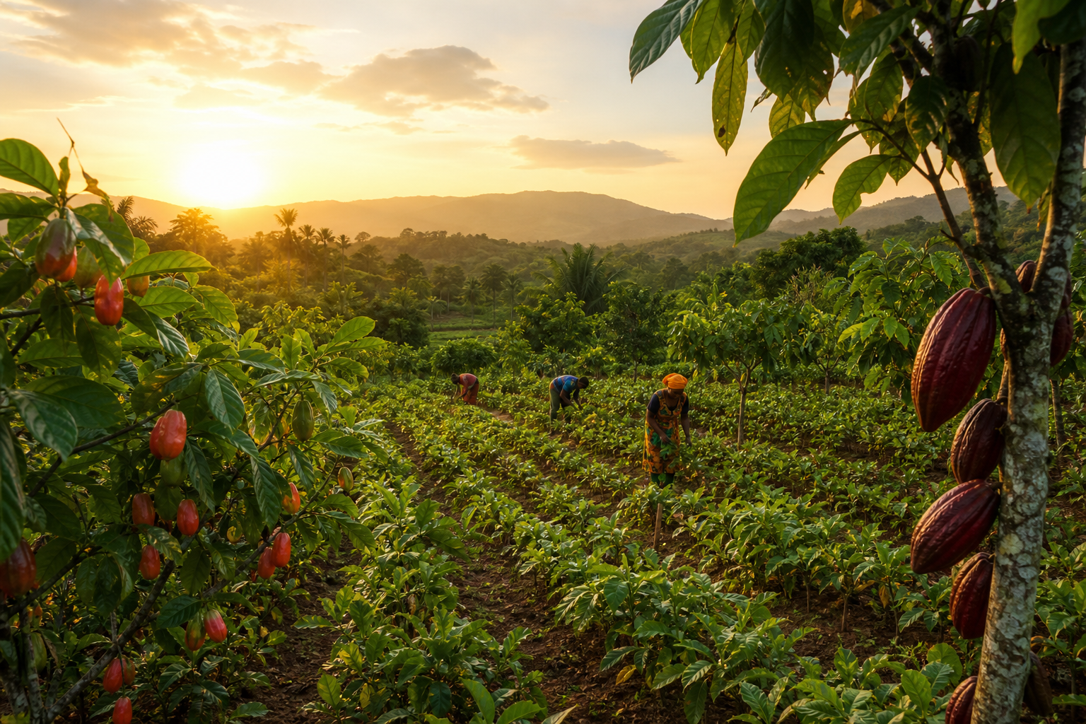 African agriculture farmland at harvest time